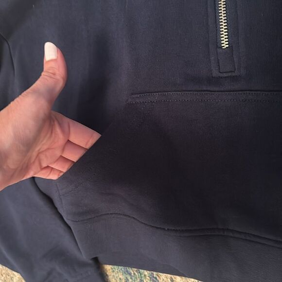 NWT WeWoreWhat Cropped Half Zip Pullover Terry In Dress Blue - Picture 6 of 6